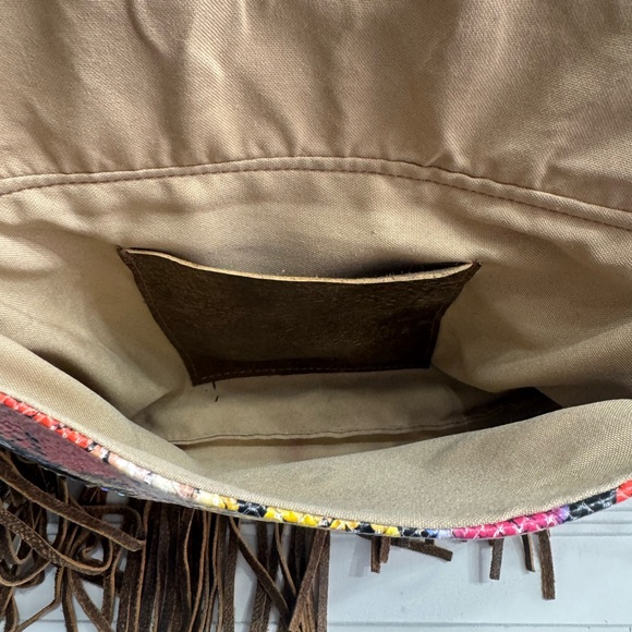 Keep It Gypsy Upcycled LV Fringe Calf Hair Animal Print Crossbody Bag Boho - Picture 4 of 7